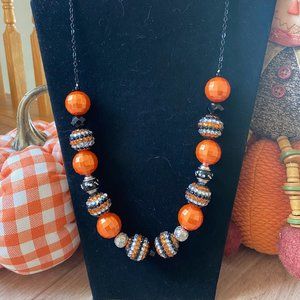Halloween orange and black beaded necklace